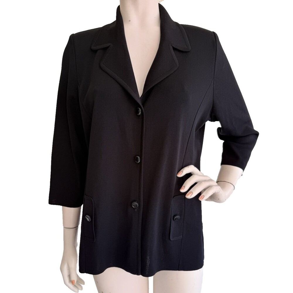 EXCLUSIVELY MISOOK Black Cardigan Sweater Jacket Collared 3/4 Sleeve Size M